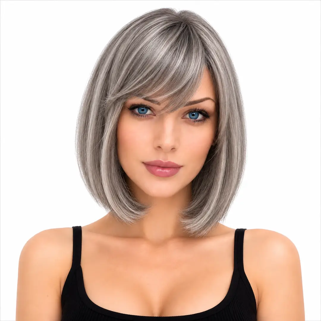 The Toupee Kısa Boy Sentetik Kanekalon Peruk Saç-Gri