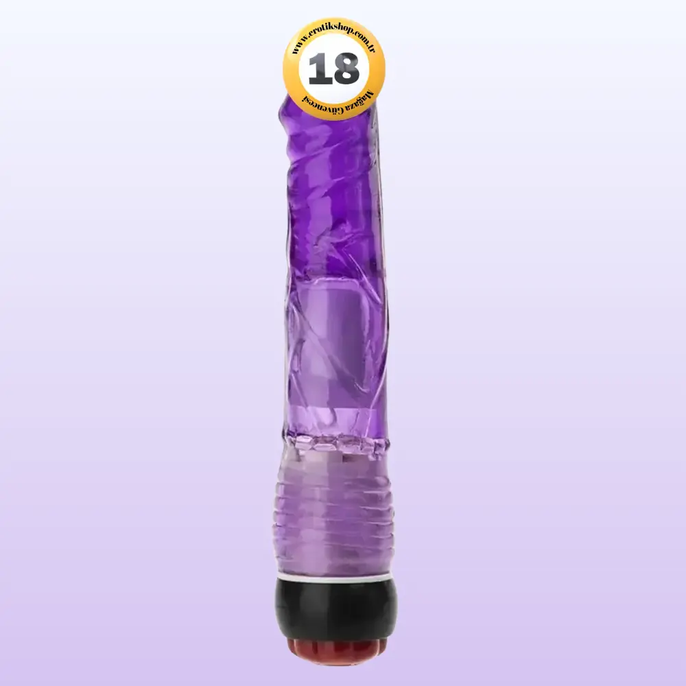 The Dick Vibes Purple Kademeli Titreşimli Jel Vibratör 23 Cm