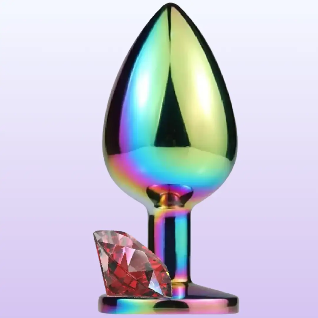 The Anal Fantasy Hot Cool Rainbow Metal Anal Plug Large-Red