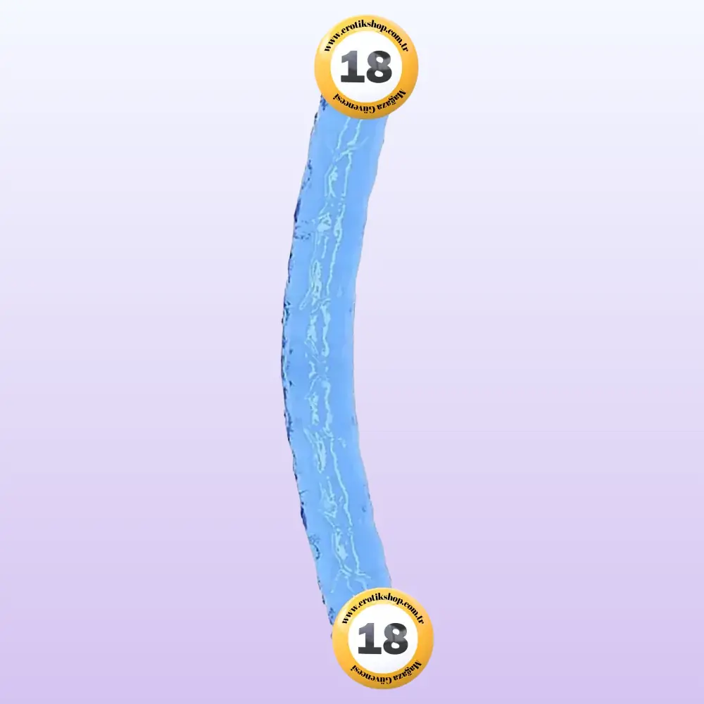 Double Ended Jelly Dildo 30 cm Çift Taraflı Jel Penis-Blue