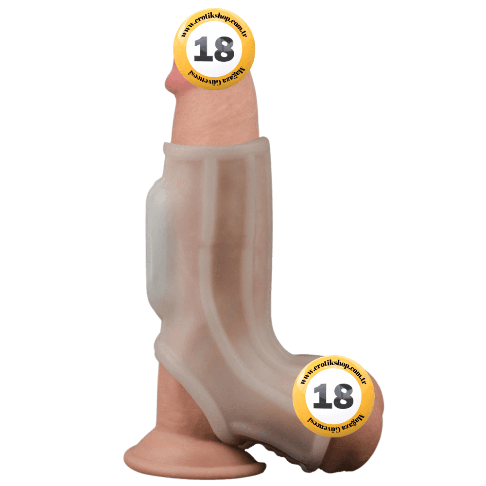 Lovetoy Vibrating Ridge Knights Ring with Scrotum Sleeve Titreşimli Penis Halkası LV343117