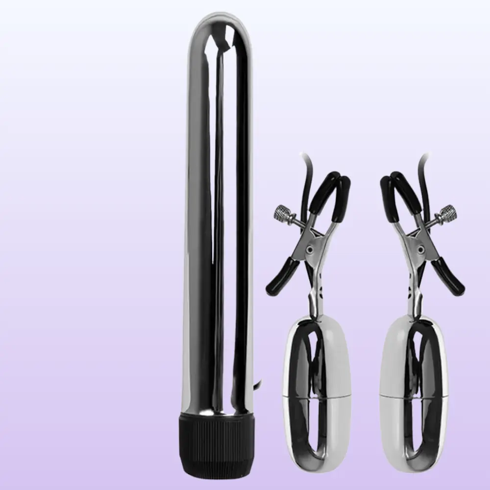 The Vibe Silver Pulse Titreşimli Göğüs Ucu Klipsli Vibratör Seti
