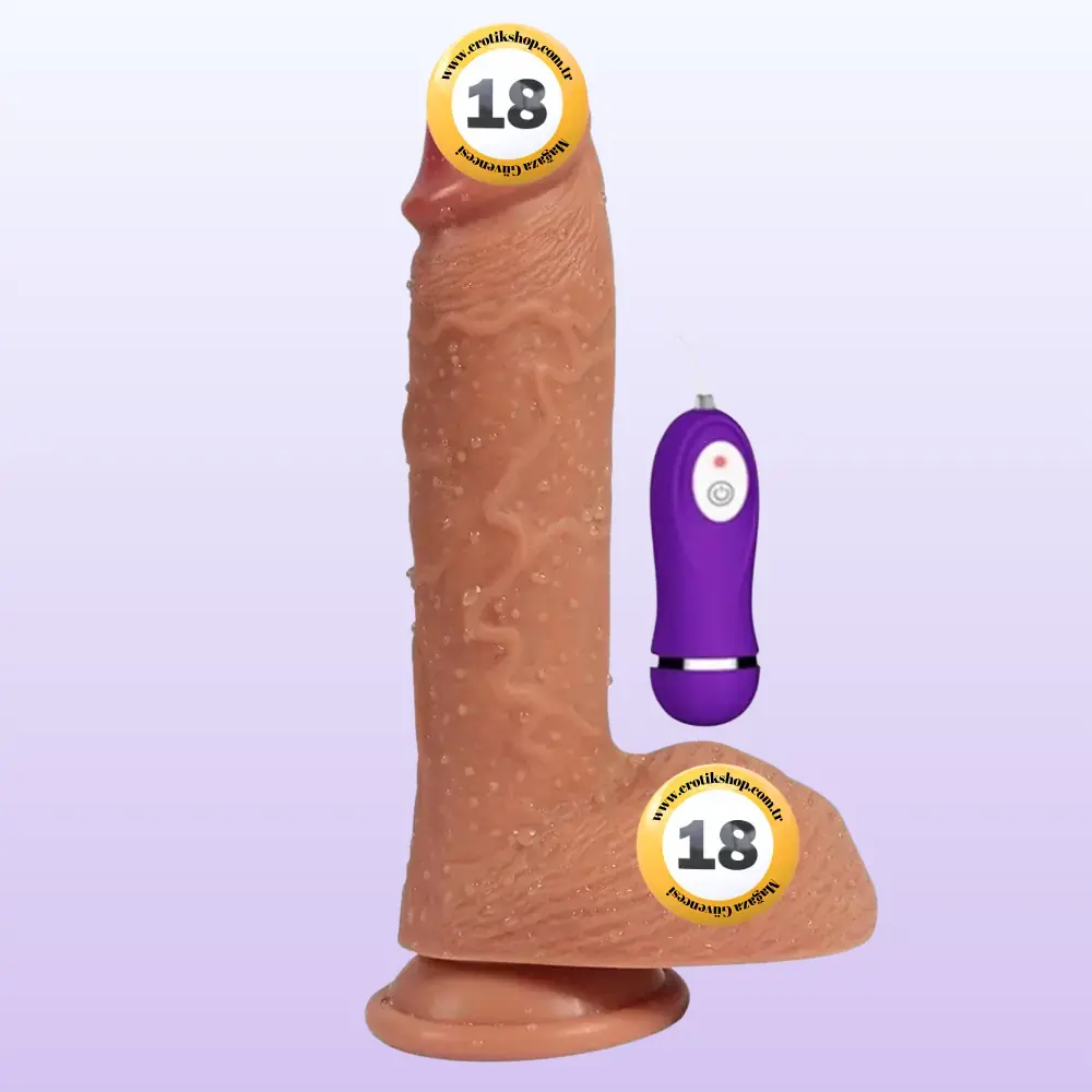 Shequ Dildo Series Buru Çift Katmanlı 22 Cm Titreşimli Realistik Penis