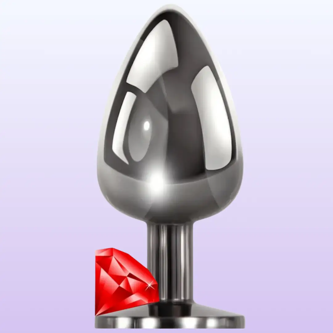 The Anal Fantasy Kırmızı Taşlı Lüks Çelik Anal Plug – Medium