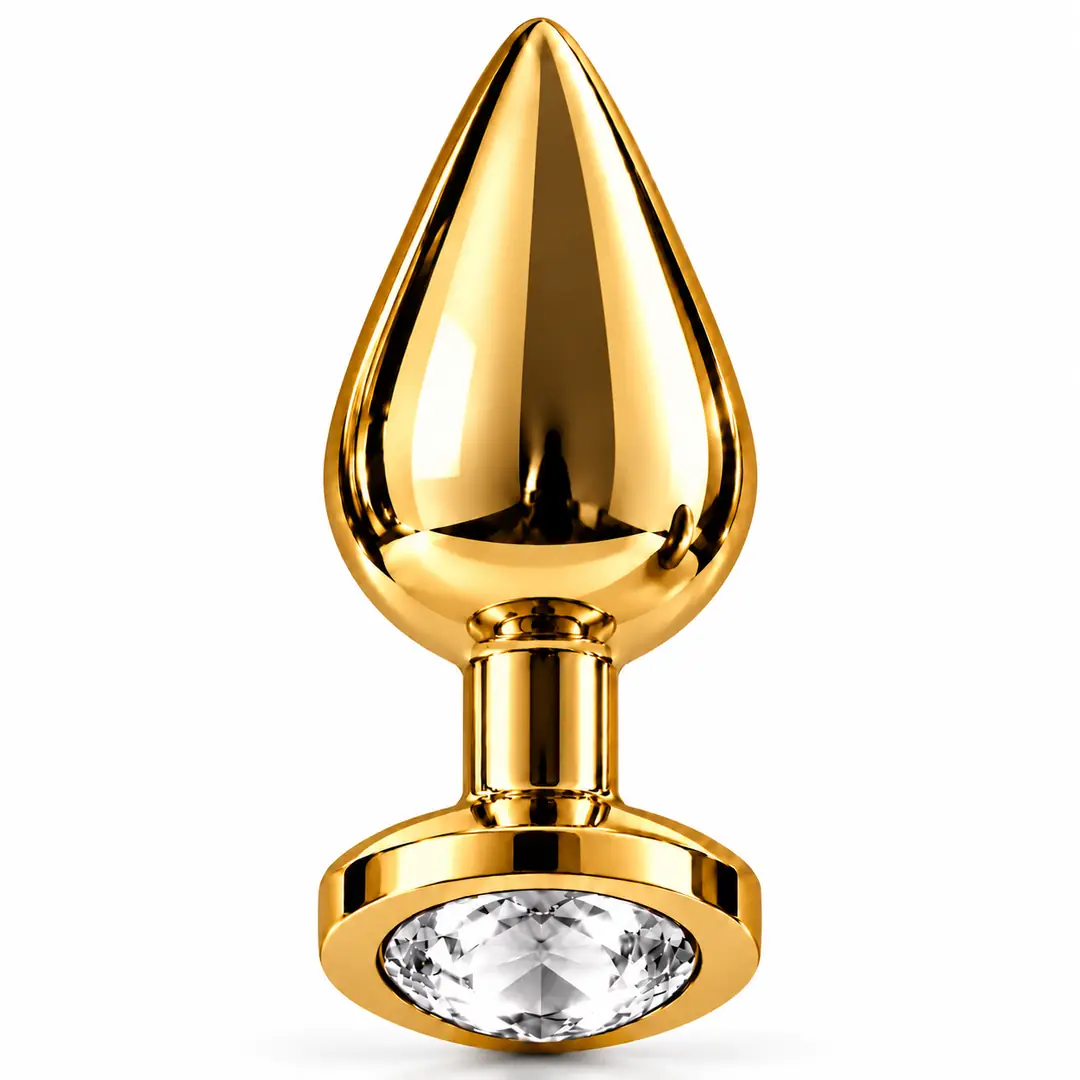 The Anal Fantasy Jewellery Gold Beyaz Taşlı Metal Anal Plug-Medium