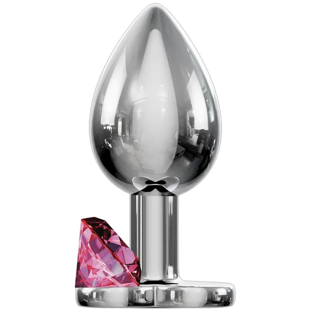 The Anal Fantasy Booty Jewellery Silver Metal Anal Plug Medium-Pink