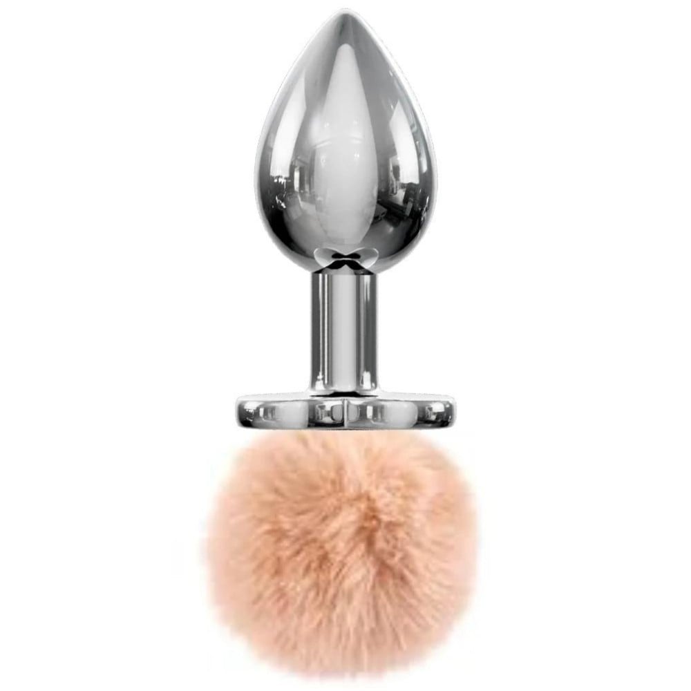 The Anal Fantasy Bunny Tail Peluşlu Metal Anal Plug - Brown