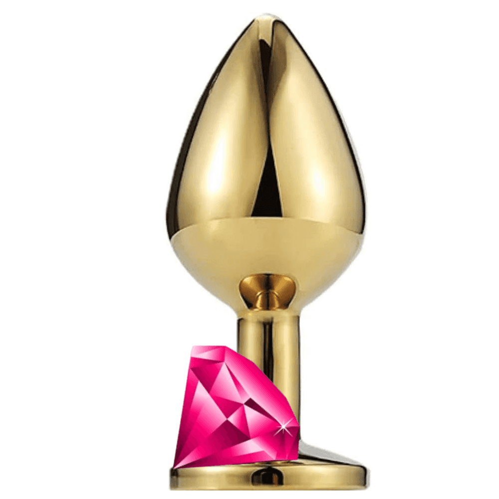 The Anal Fantasy Jewellery Gold Metal Anal Plug Medium-Pink
