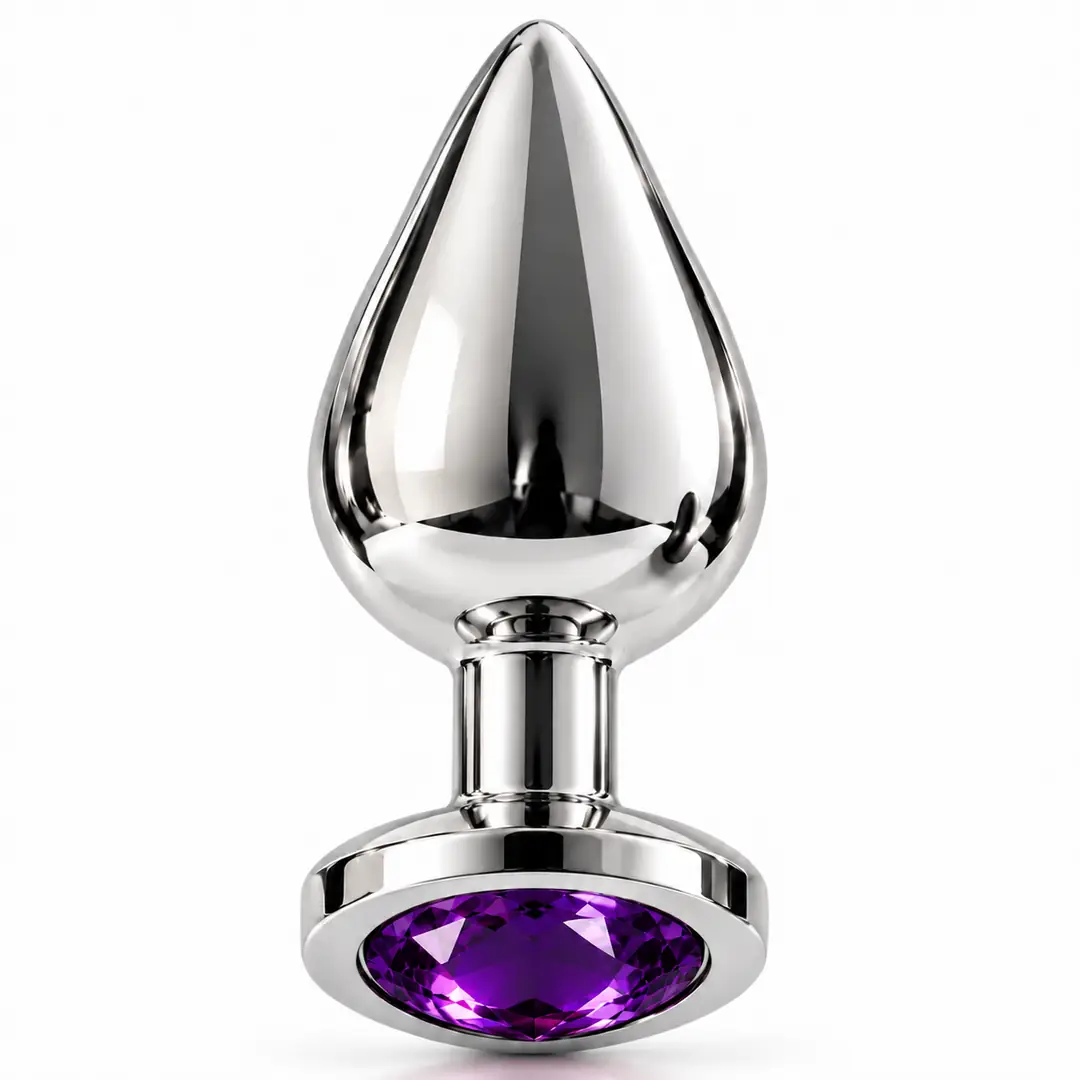 The Anal Fantasy Jewellery Silver Medium Metal Anal Plug-Purple