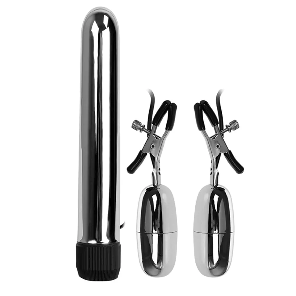 The Vibe Silver Pulse Titreşimli Göğüs Ucu Klipsli Vibratör Seti