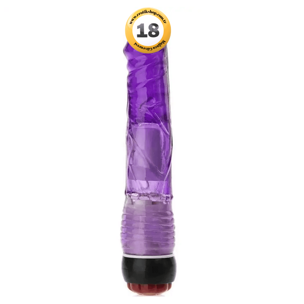 The Dick Vibes Purple Kademeli Titreşimli Jel Vibratör 23 Cm