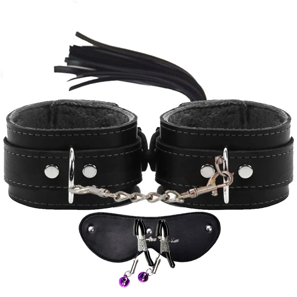 The Fetish Fantasy Series Cuffs 4 Pcs. Deri Fetiş Pozisyon Kelepçe Seti-Siyah