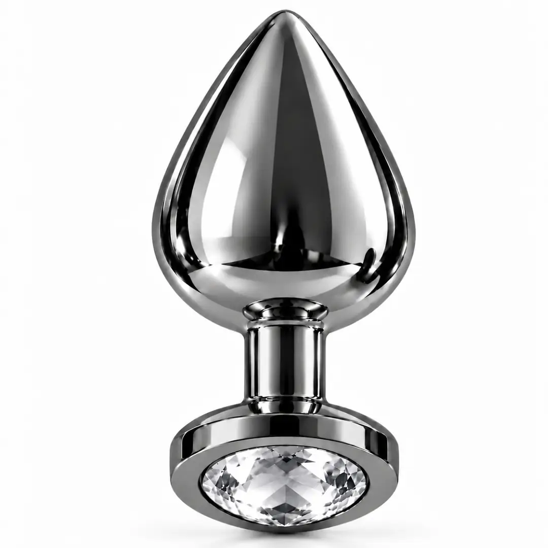 The Anal Fantasy Beyaz Taşlı Lüks Çelik Anal Plug – Large