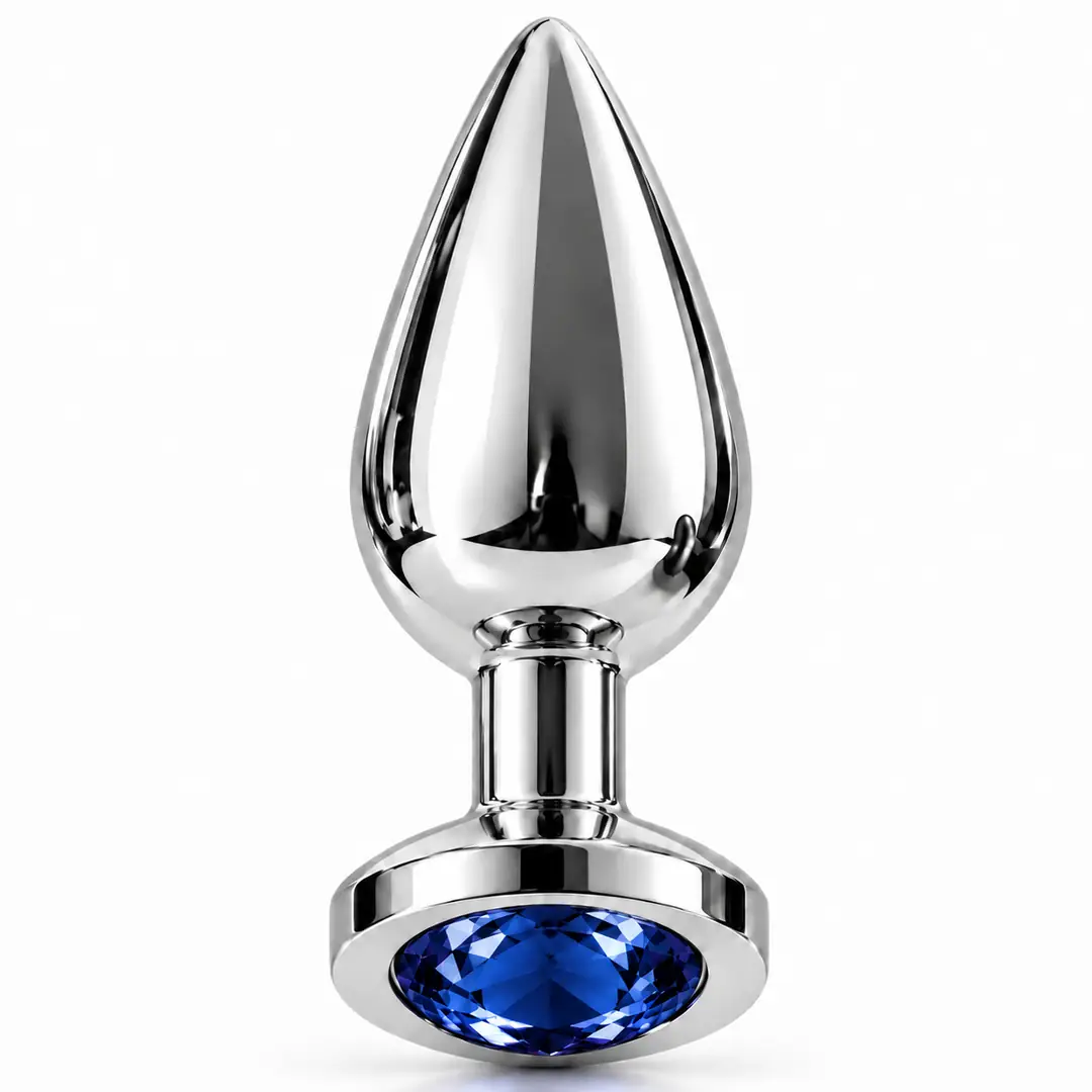 The Anal Fantasy Jewellery Silver Small Metal Anal Plug-Blue