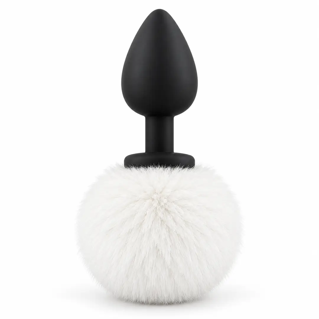The Anal Fantasy Luxury Black Silicone Bunny Tail White Kuyruklu Anal Plug