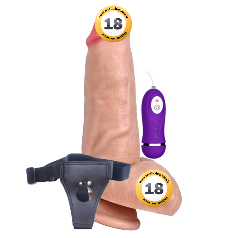 Shequ Red Eagle Strapon 16 cm Belden Bağlamalı Titreşimli Realistik Penis