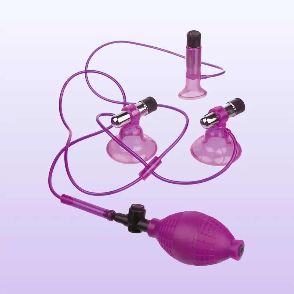 Pipedream Triple Suckers Titreşimli Emiş Yapabilen Gögüs,Vajina Pompası ve Vibratör