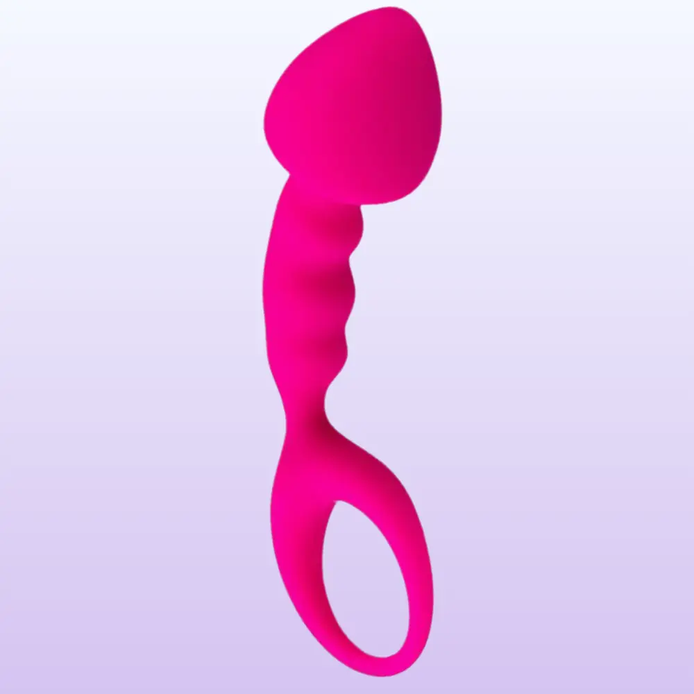 The Anal Fantasy Halkalı ve Tırtıklı Silikon Anal Plug-Pink