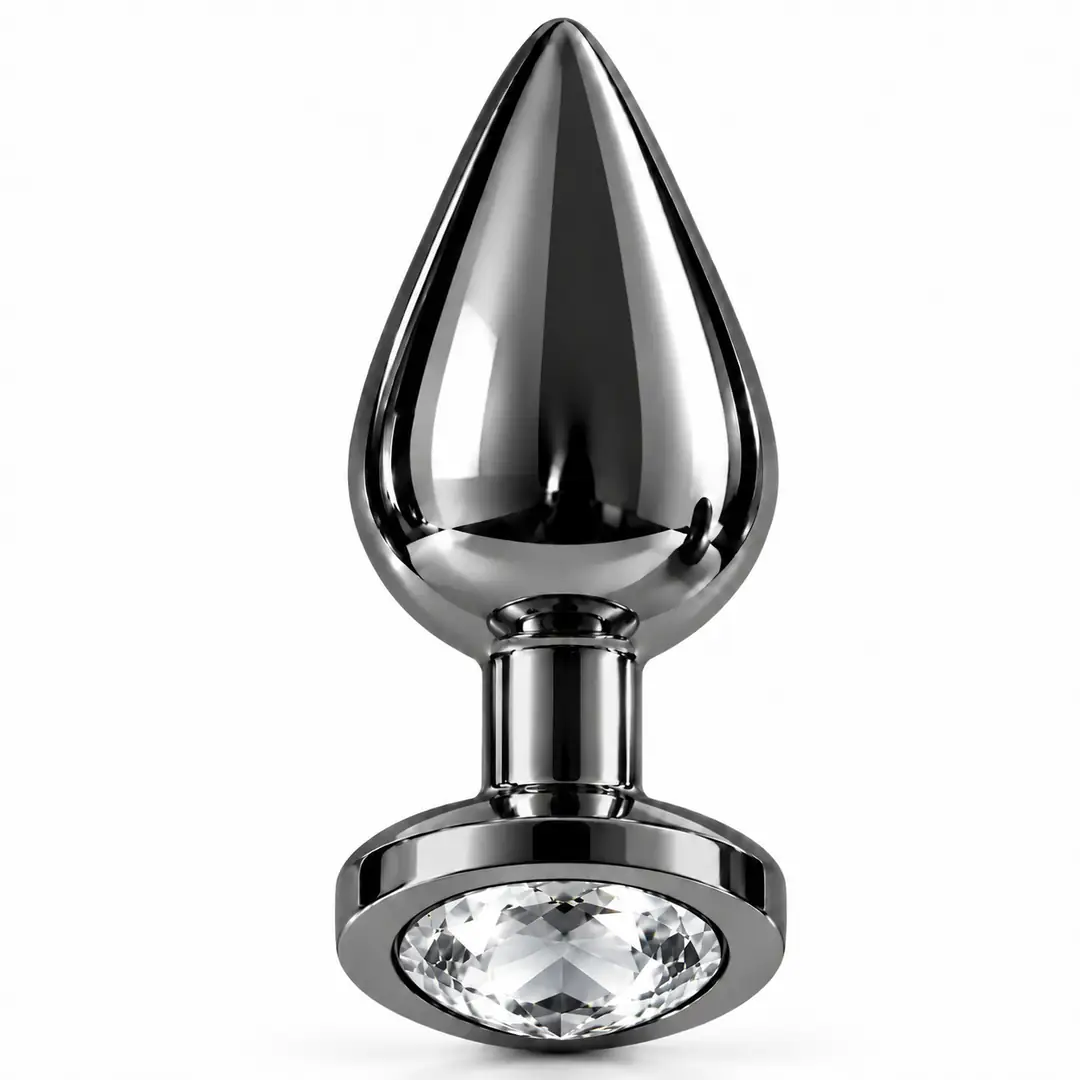 The Anal Fantasy Beyaz Taşlı Lüks Çelik Anal Plug – Medium