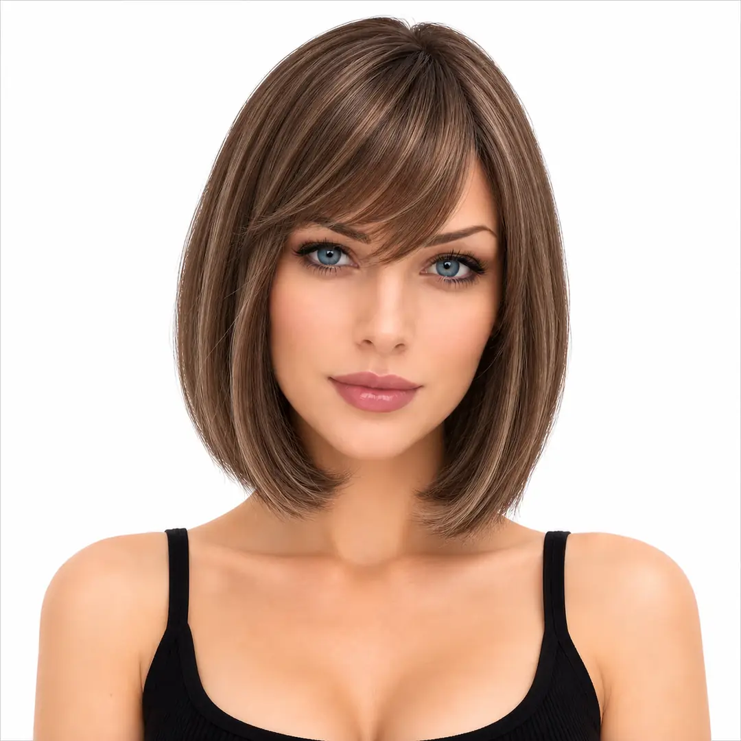 The Toupee Kısa Boy Sentetik Kanekalon Peruk Saç-Kızıl Kahve
