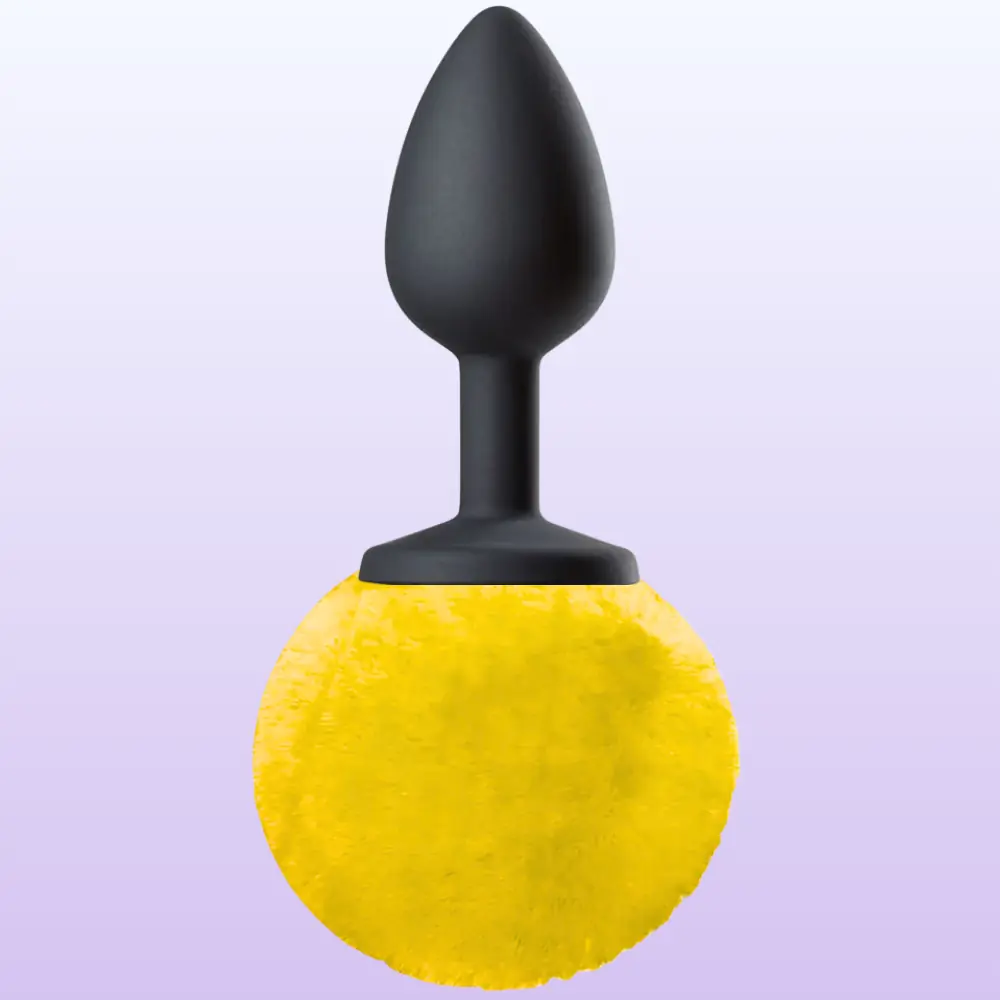 The Anal Fantasy Luxury Black Silicone Bunny Tail Yellow Kuyruklu Anal Plug