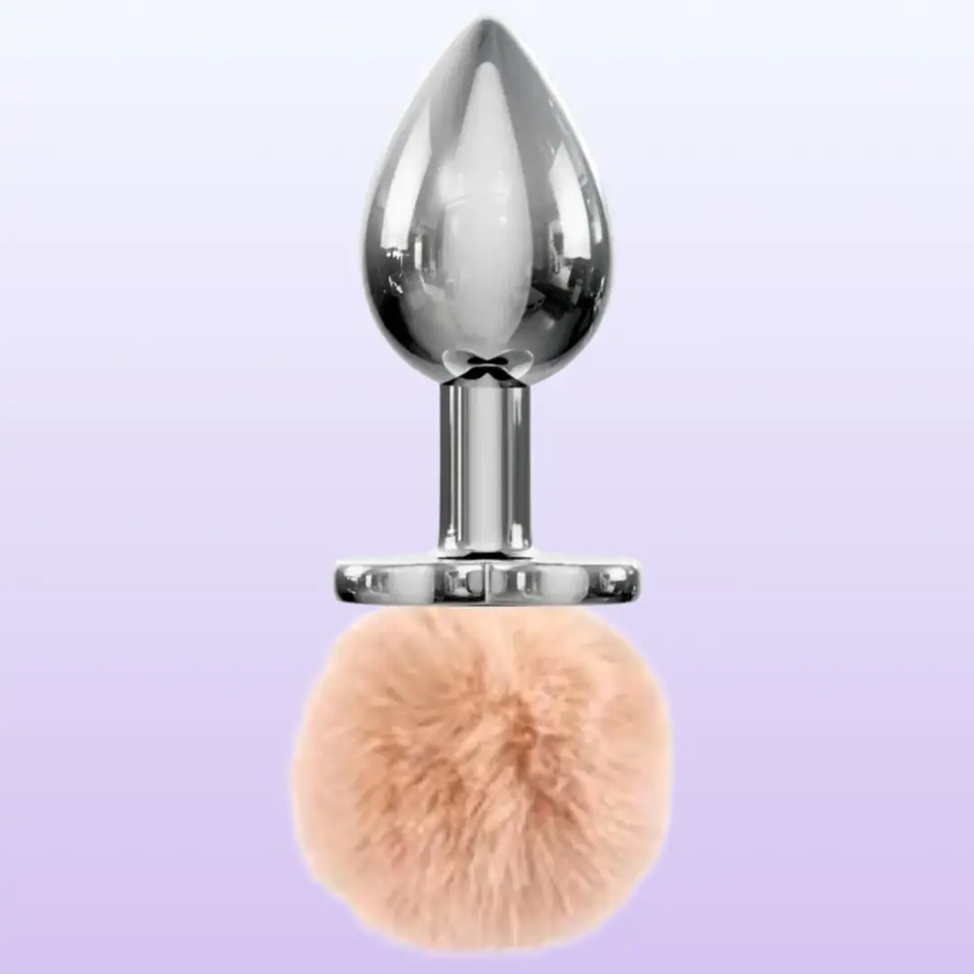 The Anal Fantasy Bunny Tail Peluş Kuyruklu Lüks Metal Anal Plug - Brown
