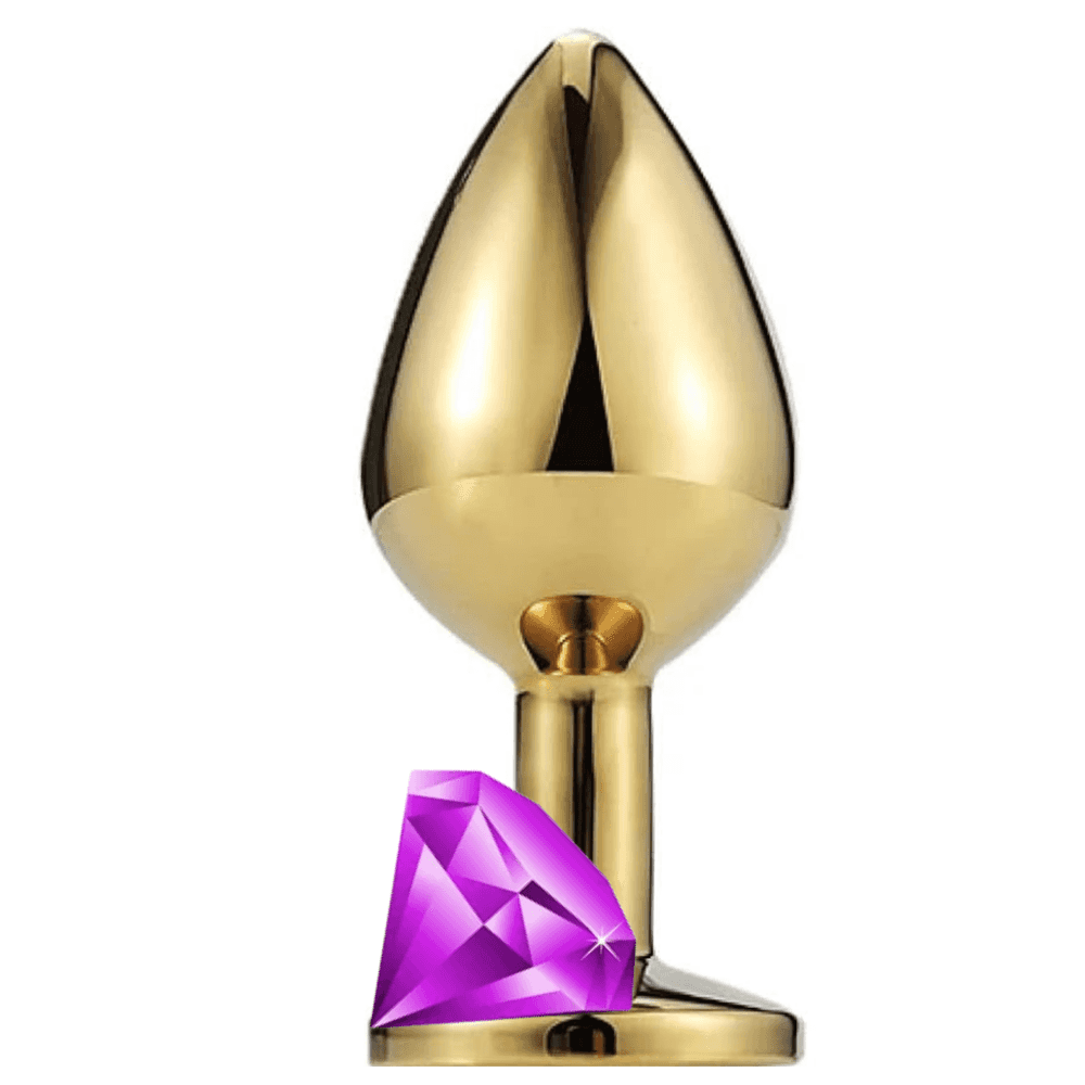 The Anal Fantasy Jewellery Gold Metal Anal Plug Large-Purple