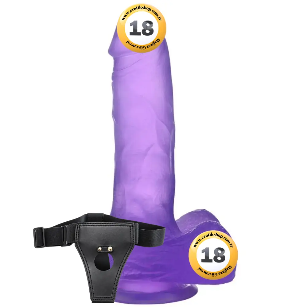 Lovetoy Jelly Studs Purple Medium 17 cm Kemerli Jel Dildo LV3101