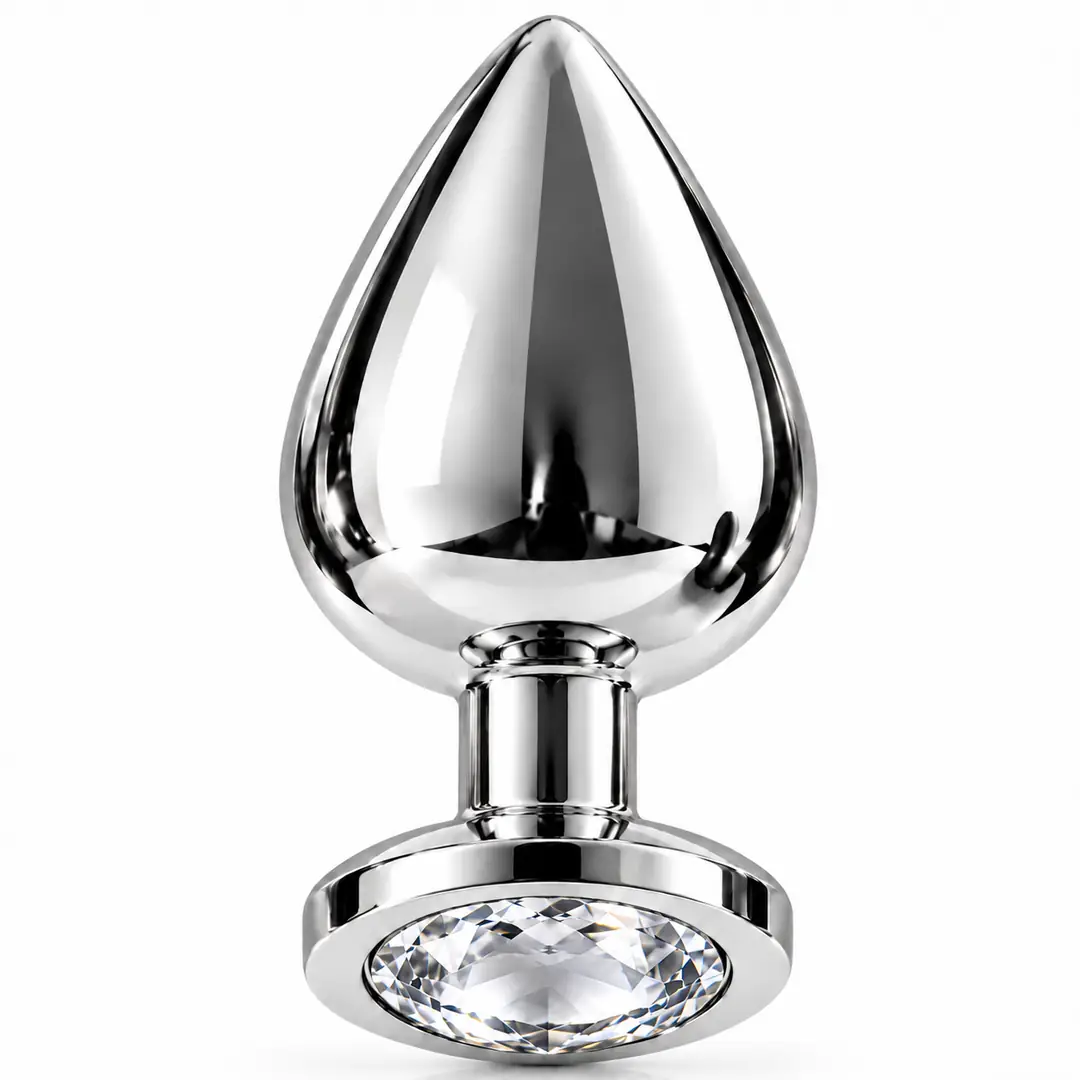 The Anal Fantasy Jewellery Silver Beyaz Taşlı Metal Anal Plug-Large