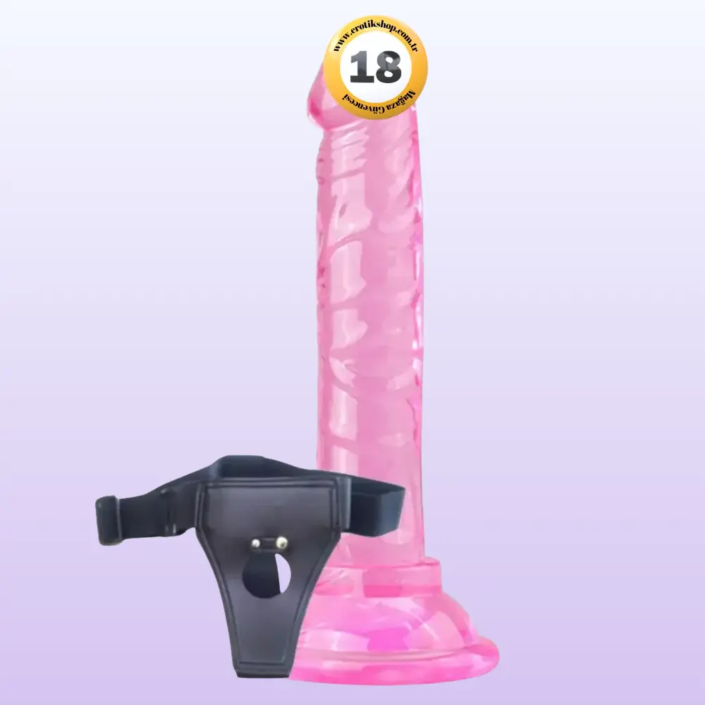 The Dick Jelly Silicone 14.5 cm Anal ve Vajinal Kemerli Realistik Penis-Pink