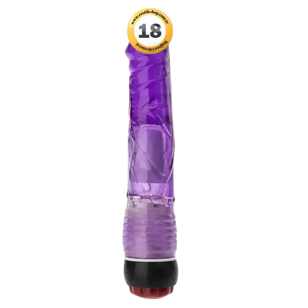 The Dick Vibes Purple Kademeli Titreşimli Jel Vibratör 23 Cm