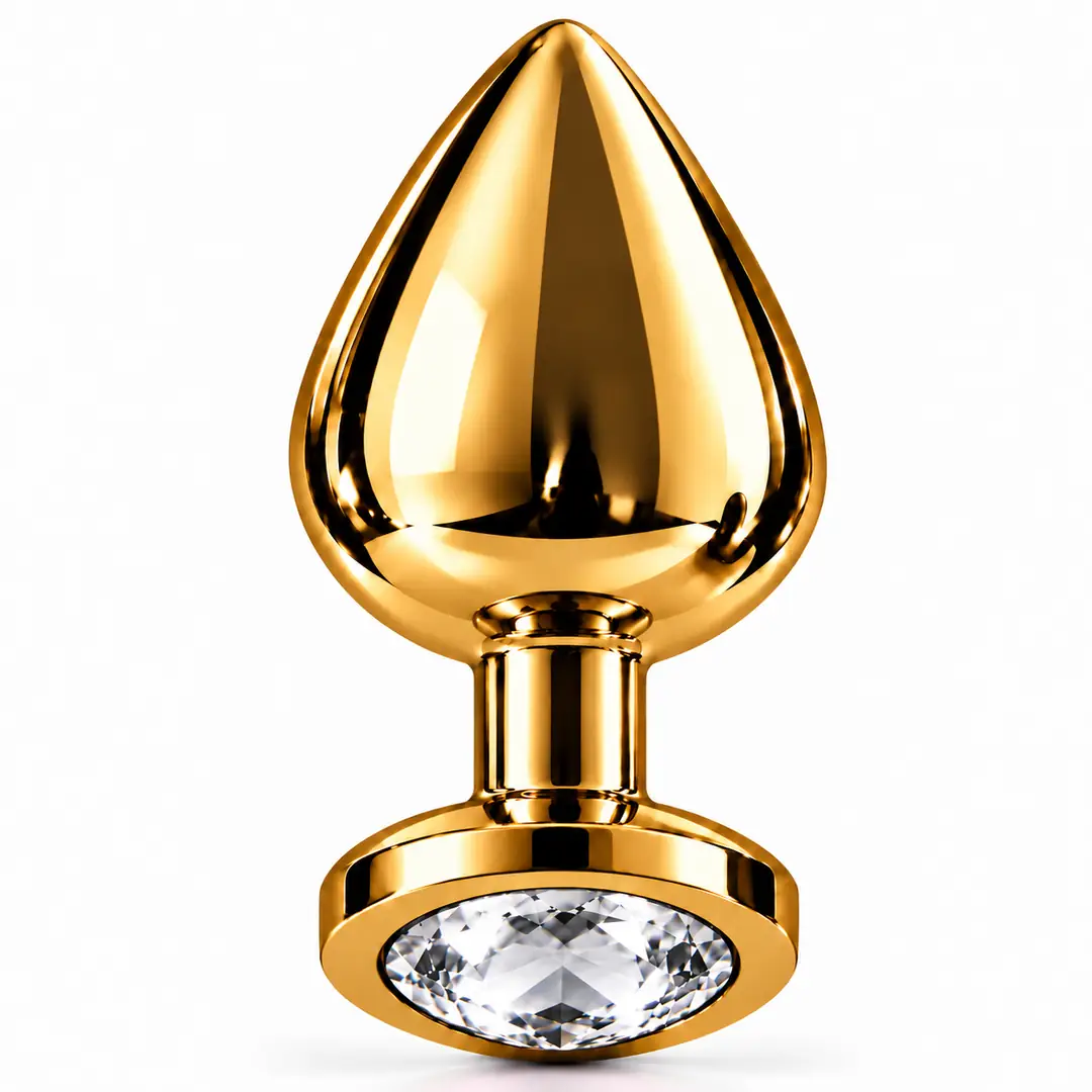 The Anal Fantasy Jewellery Gold Beyaz Taşlı Metal Anal Plug-Large