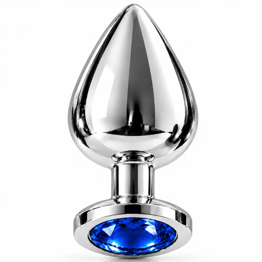 The Anal Fantasy Jewellery Silver Mavi Taşlı Metal Anal Plug-Large