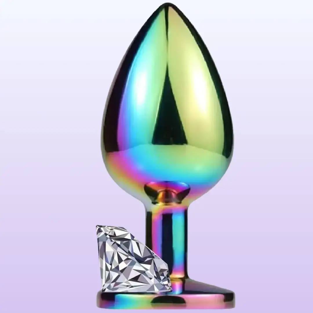 The Anal Fantasy Hot Cool Rainbow Metal Anal Plug Large-White