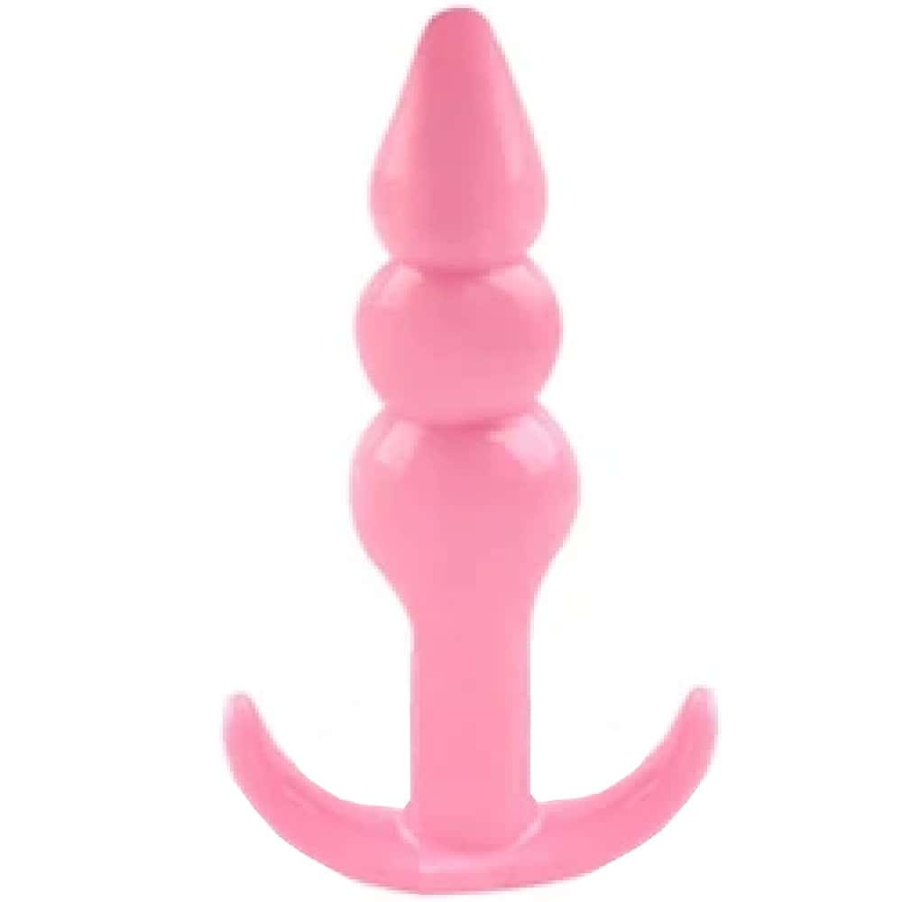 The Anal Fantasy Ribbled Silicone Jelly Butt Plug Anal Alıştırıcı-Pink