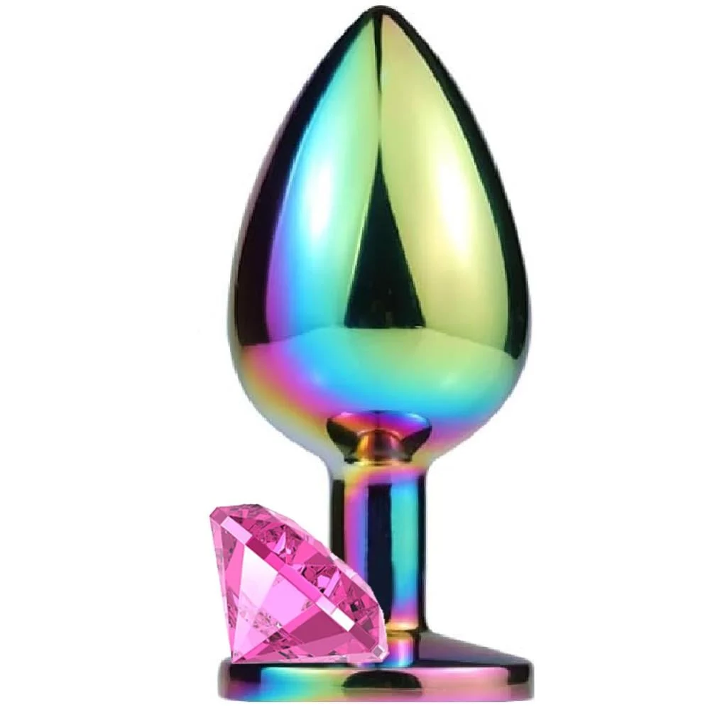 The Anal Fantasy Hot Cool Rainbow Metal Anal Plug Large-Pink