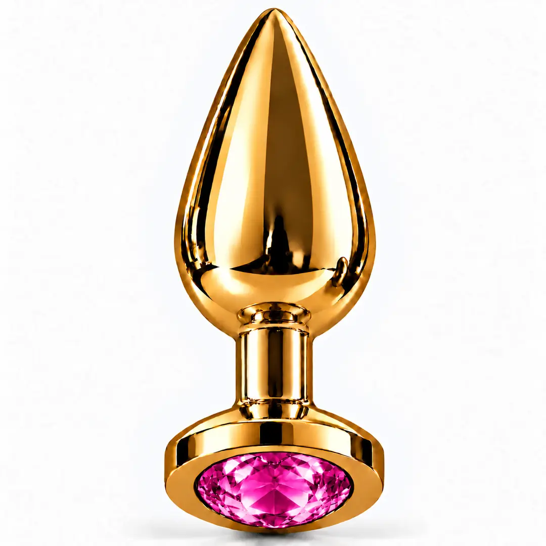 The Anal Fantasy Jewellery Gold Pembe Taşlı Metal Anal Plug-Small