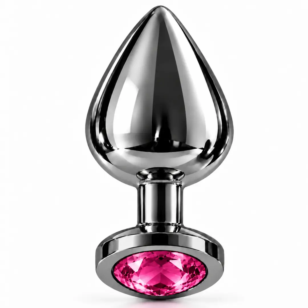 The Anal Fantasy Pembe Taşlı Lüks Çelik Anal Plug – Large