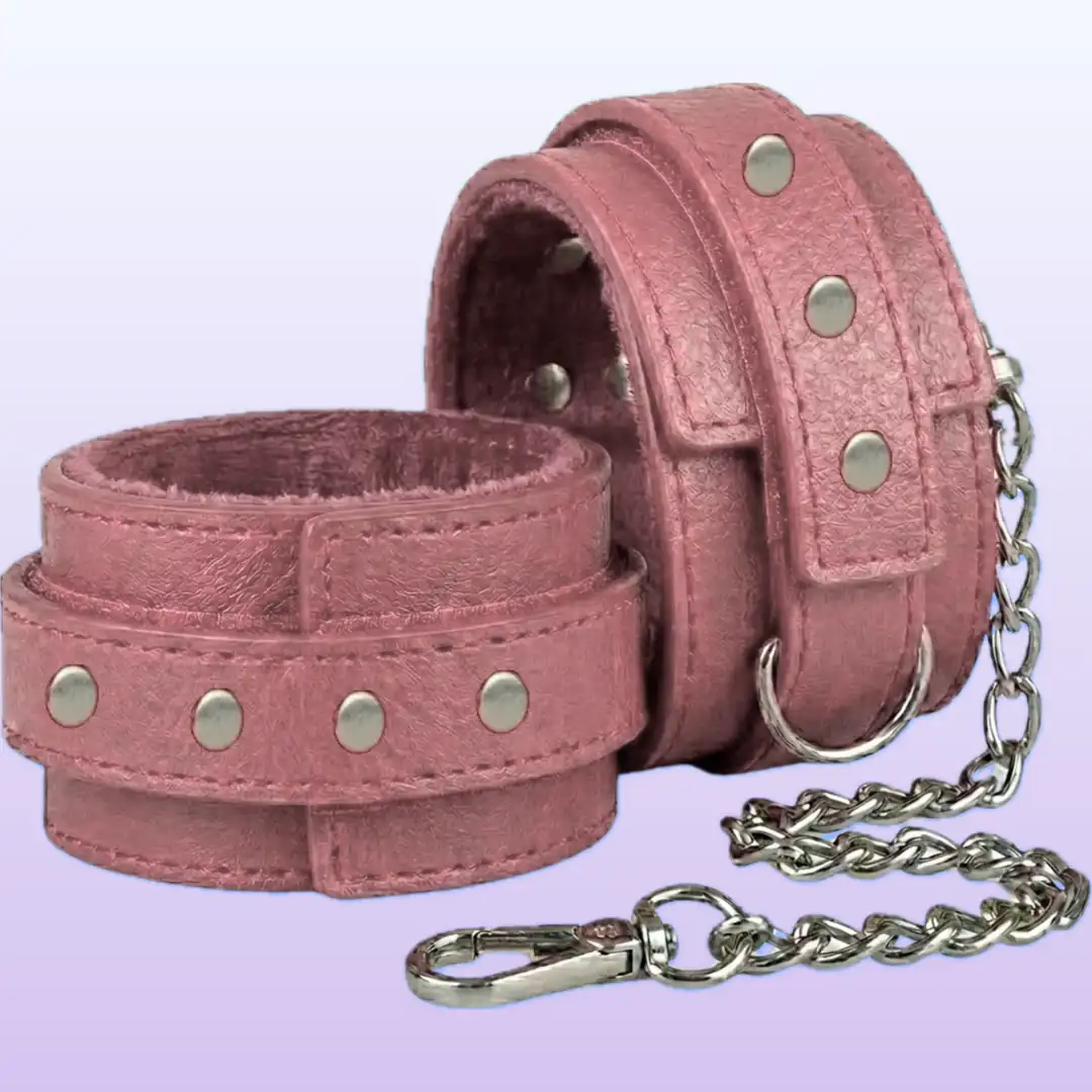 The Fetish Leather Cuffs Fetiş Deri Kelepçe-Pembe