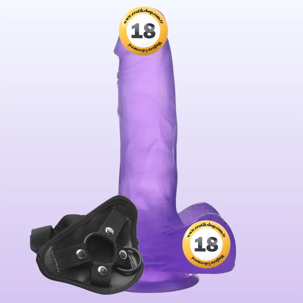 Lovetoy Jelly Studs Purple Medium 17 cm Kemerli Jel Dildo LV3101