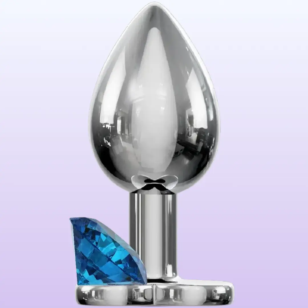 The Anal Fantasy Jewellery Silver Mavi Taşlı Metal Anal Plug-Large