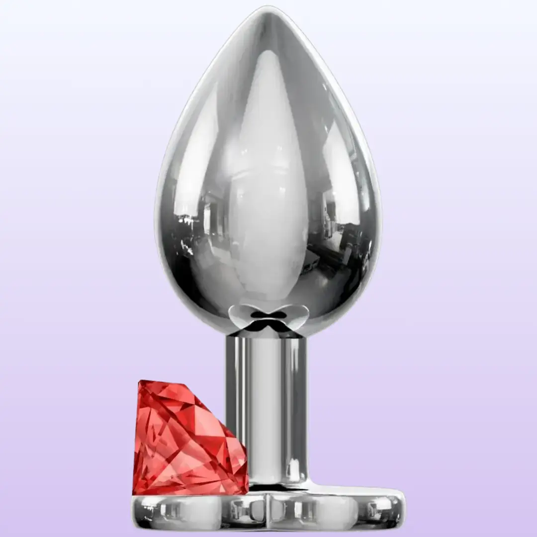 The Anal Fantasy Jewellery Silver Kırmızı Taşlı Metal Anal Plug-Medium