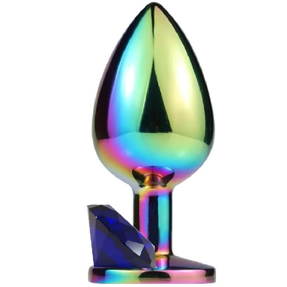 The Anal Fantasy Hot Cool Rainbow Metal Anal Plug Small-Blue