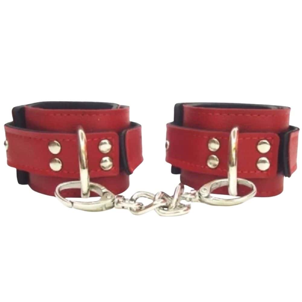 The Fetish Leather Cuffs Fetiş Deri Kelepçe-Kırmızı