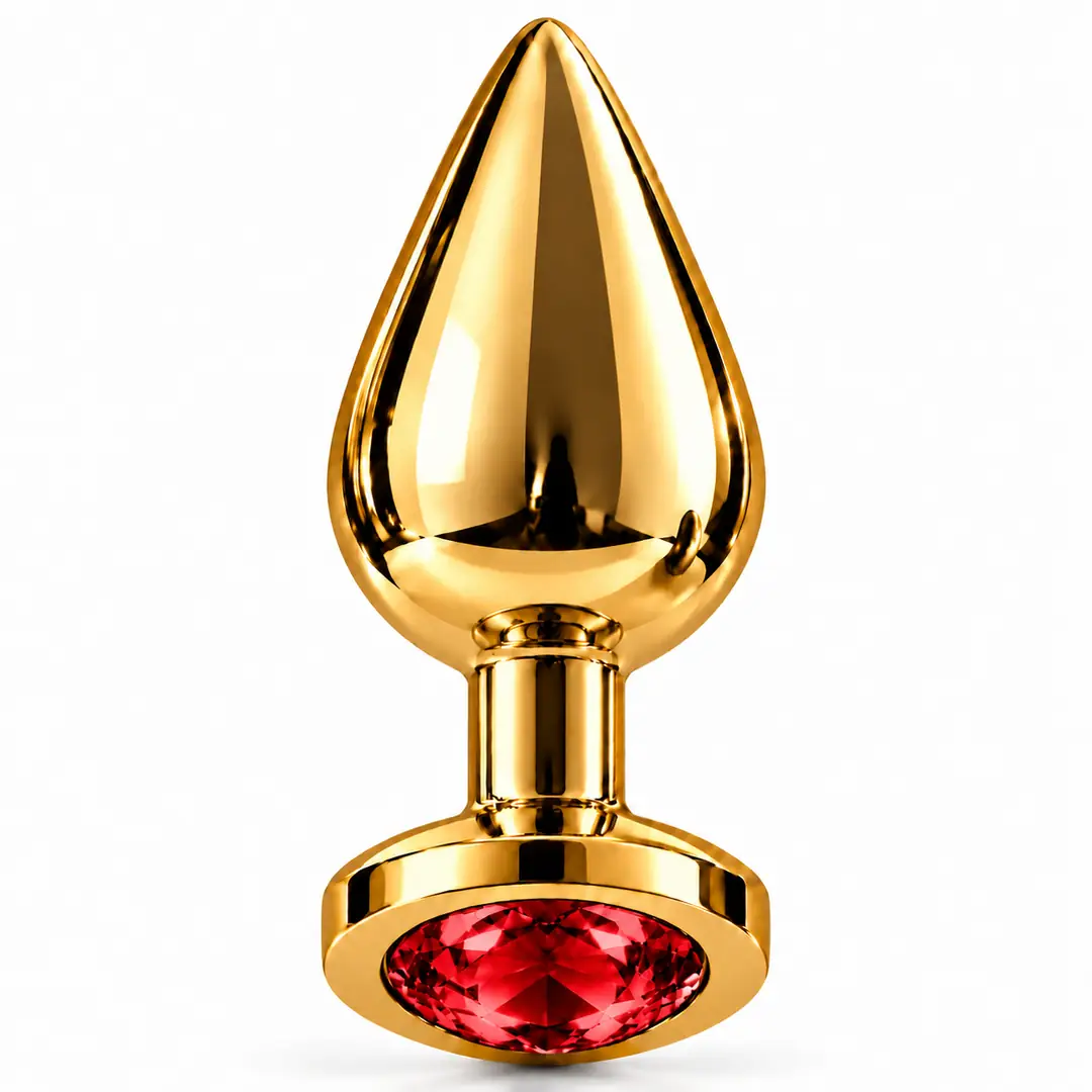 The Anal Fantasy Jewellery Gold Kırmızı Taşlı Metal Anal Plug-Medium