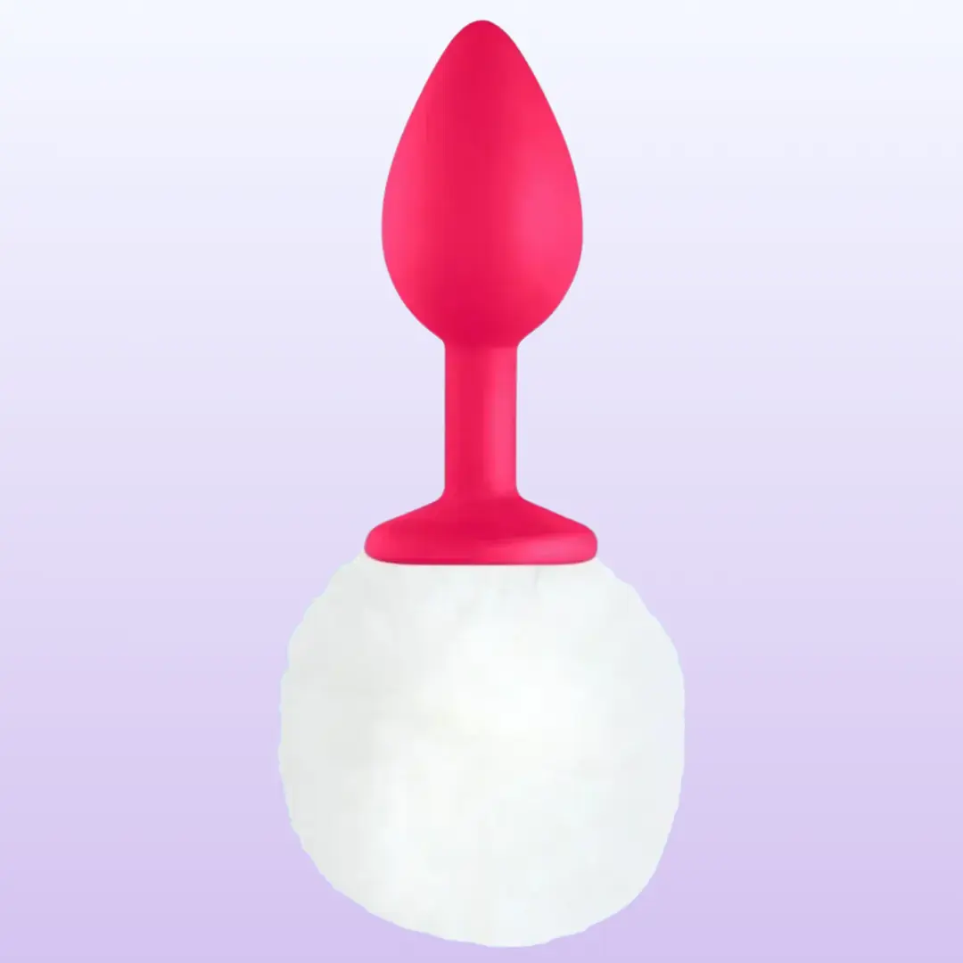 The Anal Fantasy Luxury Pink Silicone Bunny Tail White Kuyruklu Anal Plug