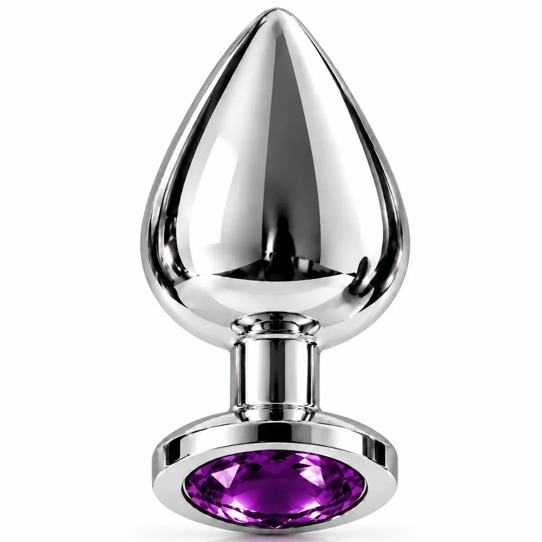 The Anal Fantasy Jewellery Silver Mor Taşlı Metal Anal Plug-Large