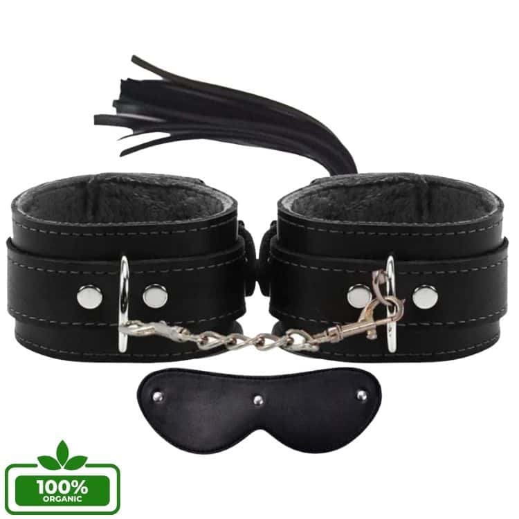The Fetish Fantasy Series Cuffs 3 Pcs. Organik Deri Pozisyon Kelepçe Seti-Siyah