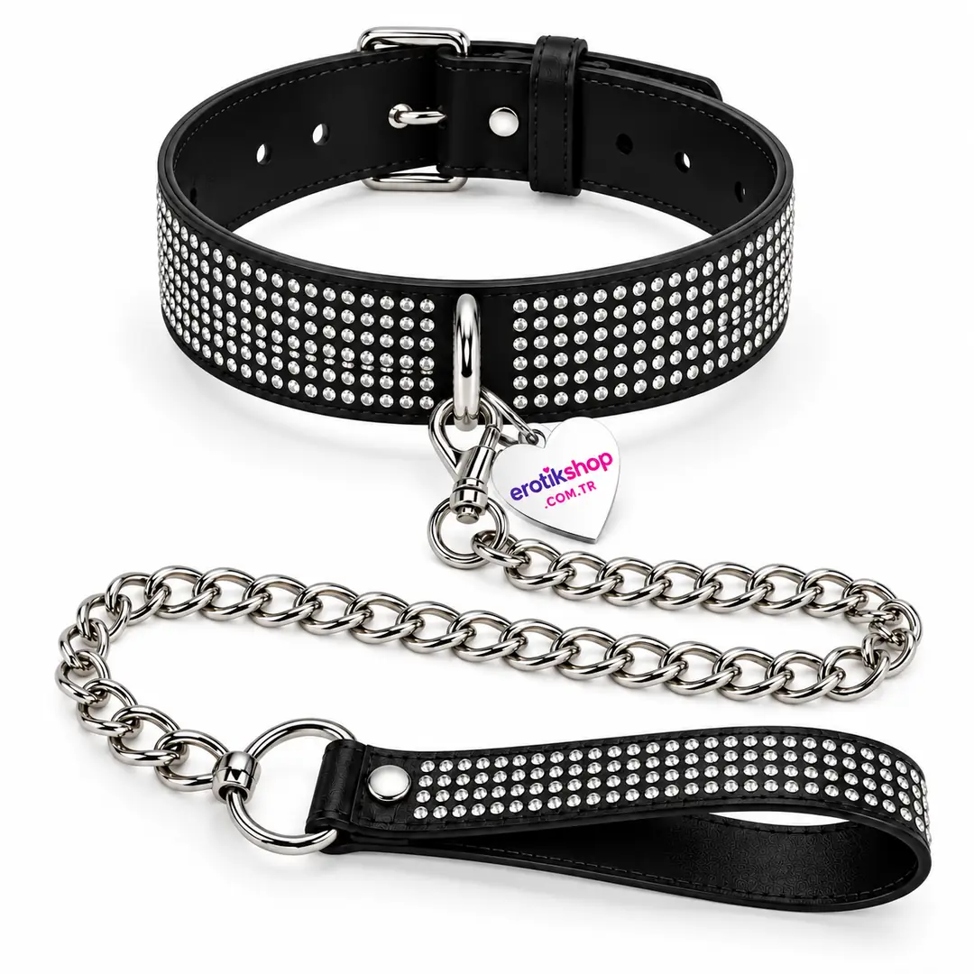 The Fetish Fantasy Series Diamond Collar Taşlı Fetiş Tasma-Siyah