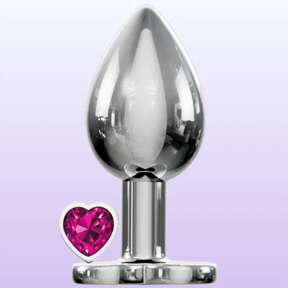 The Anal Fantasy Jewellery Silver Taşlı Kalpli Metal Anal Plug-Medium